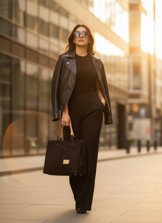 FOLLE Denim Utility Tote — Structured Work Bag for Women